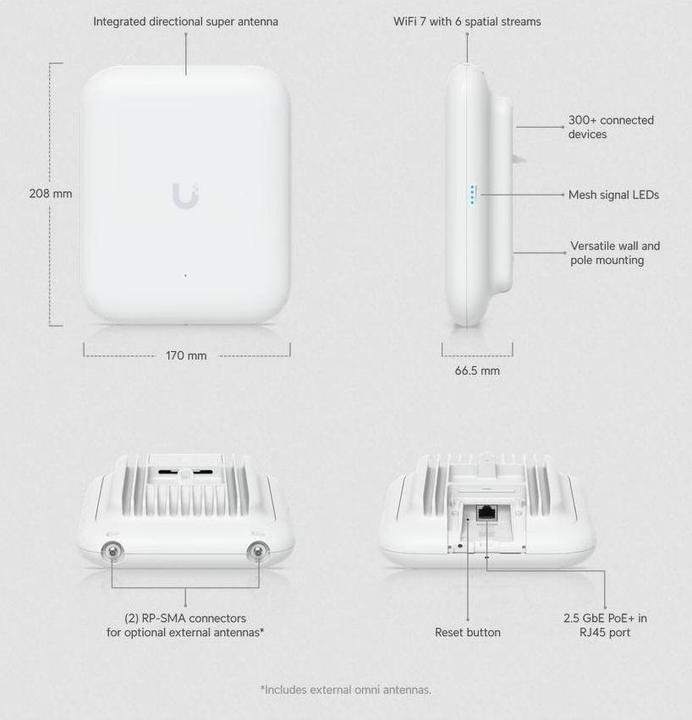 Actual product image Ubiquiti UniFi U7 Pro Outdoor (8600 Mbit/s)