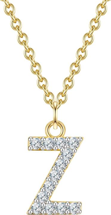 Immagine prodotto Glanzstücke München Lettera Z da donna in argento sterling con zirconia cubica in oro giallo 45,0 cm di base + 5,0 cm (Argento, 40 - 45 cm)