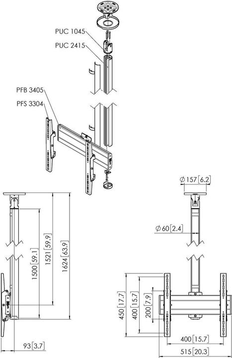 Produktbild Vogels CT241544B (Decke, 65", 40 kg)