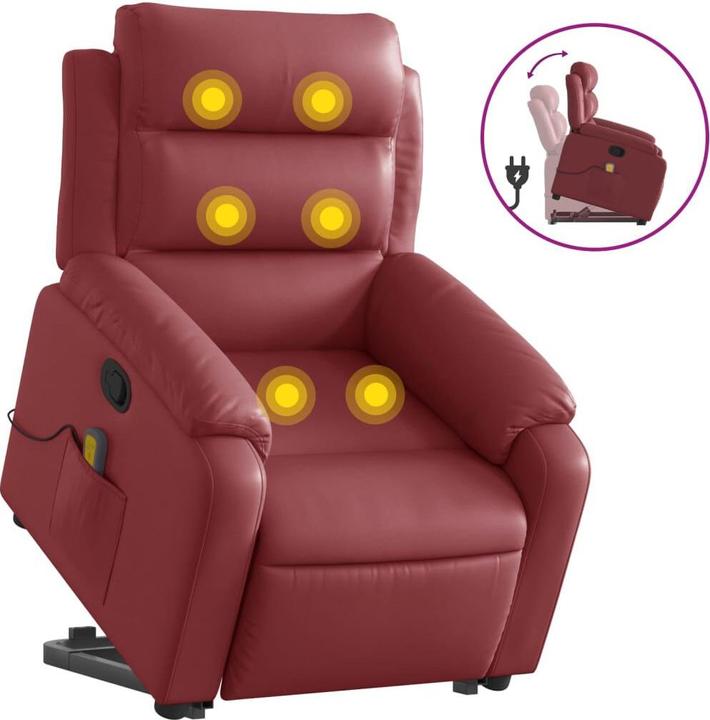 Immagine prodotto VidaXL Poltrona massaggiante Poltrona stand-up Poltrona TV Poltrona relax Poltrona in similpelle rosso vino