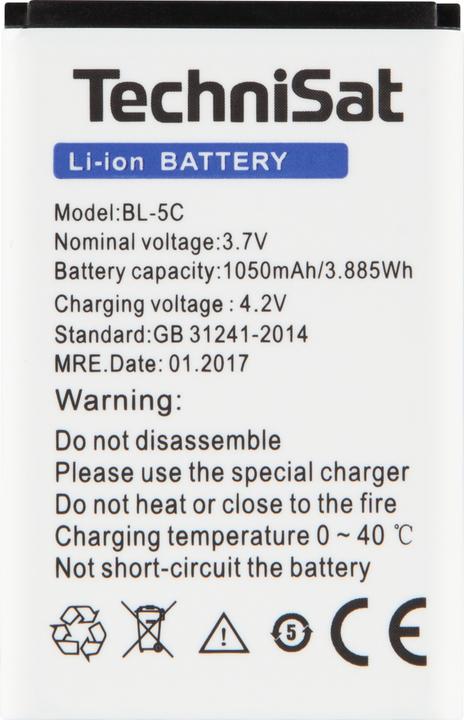 Energy Label TechniSat BL-5C (1 pcs., Device specific, 1050 mAh)