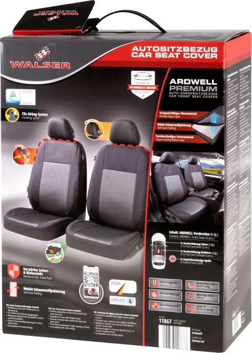 Image du produit Walser Housse de siège auto ZIPP-IT Premium Ardwell, housse de siège auto pour 2 sièges avant avec système