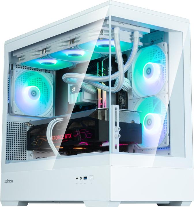 Actual product image Zalman GHE P30 V2 micro-ATX case Tempered Glass Panoramic View - White (mATX)