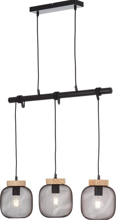 Image du produit Brilliant Suspension à poutre, H 177 cm, L 68 cm, métal/bois, noir/brun (E27)