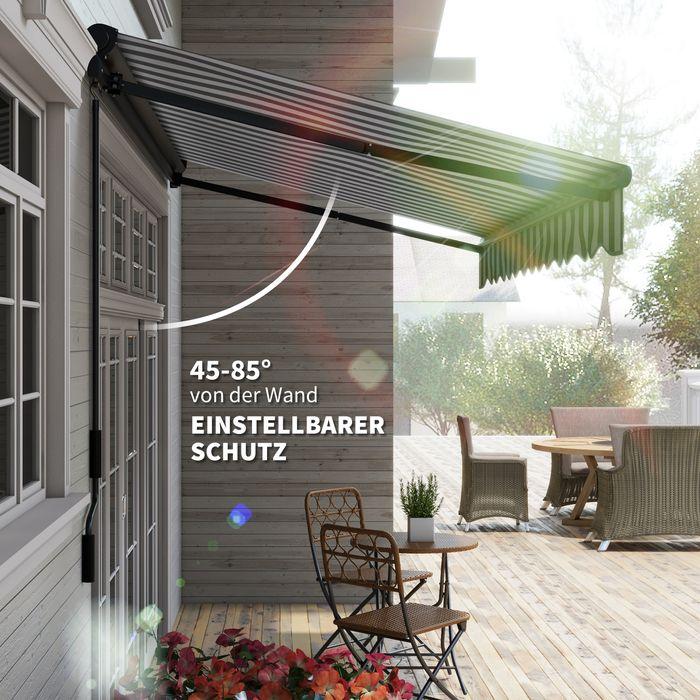 Produktbild Swisshandel24 elektrisch Kassettenmarkise, 395x250cm, Handkurbel, Fernbedienung, Grau+Weiss (2.50 m)