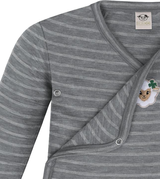 Actual product image Normani Set of 2 unisex baby wrap-around long-sleeved romper onesies made from merino wool - 9351 (68)