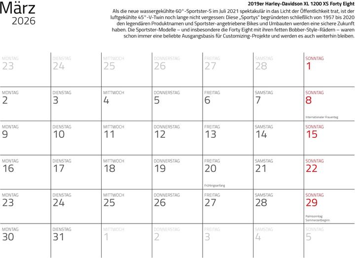 Produktbild Kalender Best of Harley Davidson 2026 Eintragkalender (Deutsch)