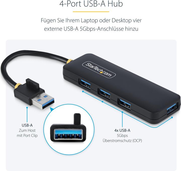 Produktbild StarTech 4-Port USB-A Hub 5gbps Portable Powered Nms Ns Ctlr (USB-A, 4 Ports)