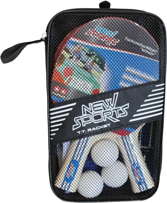New Sports Tisch Tennis-Set, 2 Schläger, 3 Bälle, mit Netz