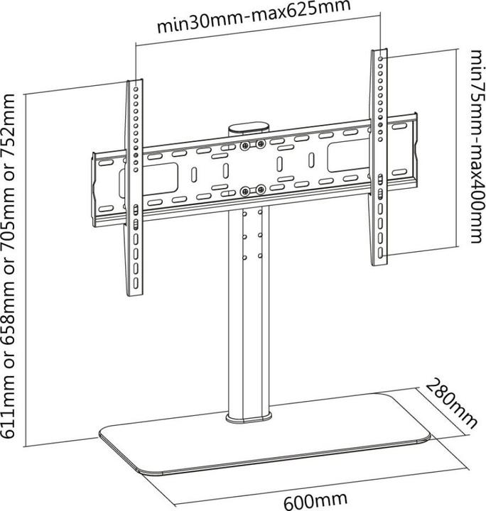 Produktbild Techly Aufstellung für LCD-Display - Schwarz - Bildschirmgrösse: 81.3-139.7 cm (32"-55") (Tisch, 55")