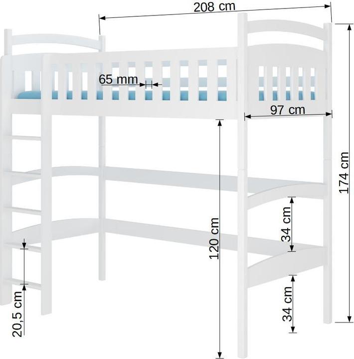 Actual product image ADRK Furniture Bunk Bed Mezzanine MIAGO 200x90 (200cm x 90cm)