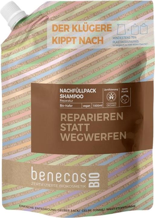 Produktbild Benecos V! NF Shampoo Hafer - Reparieren statt wegwerfen (1000 ml, Flüssiges Shampoo)