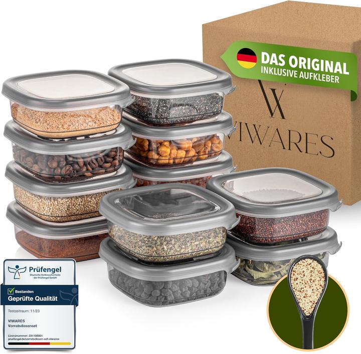 Viwares 12er-Set Vorratsdosen mit Deckel (0.25 l)