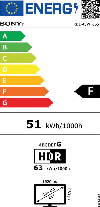 Energie-Label Sony Kdl-43wf665 (43", LCD, Full HD, 2018)
