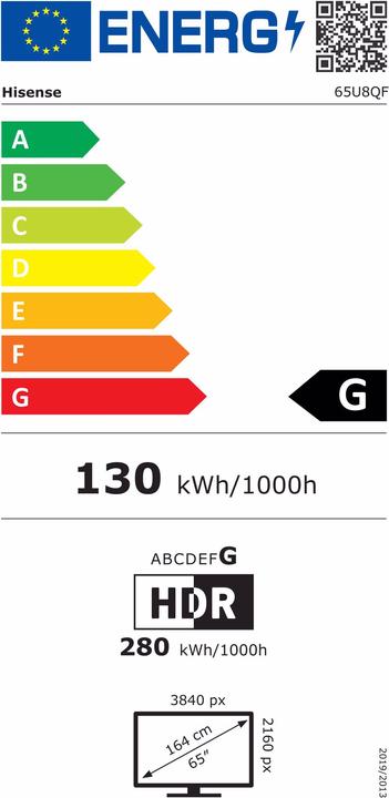 Energy Label Hisense 65U8QF (65", LED, 4K)
