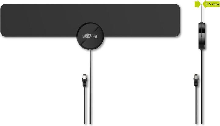 Produktbild Goobay Ultraflache Full HD DVB-T Zimmerantenne, inkl. LTE/4G Filter, Schwarz (Flachantenne, 16 dB, DVB-T / -T2)