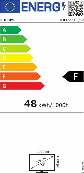 Energy Label Philips 43PFS5505/12 (43", PFS5505, LED, Full HD, 5500)