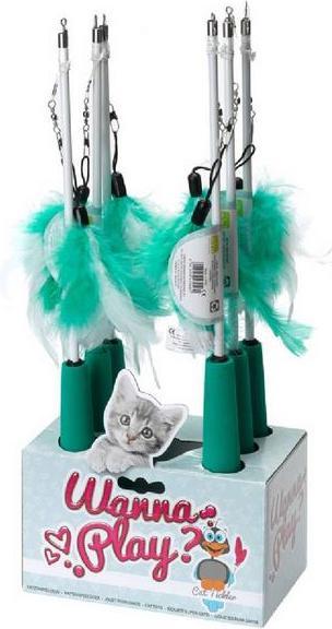 Produktbild EBI Rod Teleskop-Angel, grün-blanc 35 - 39 cm (Spielangel Katze)