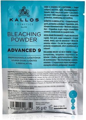 Nutritional values and ingredients Kallos - KJMN Advanced 9 Bleaching Powder