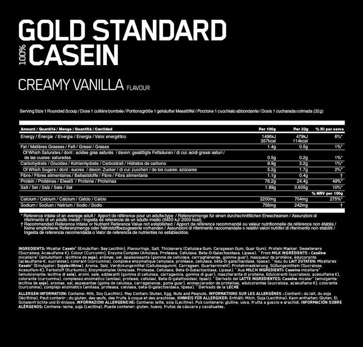 Produktbild Optimum Nutrition Gold Standard 100% Casein (Vanille, 1 Stk., 920 g)