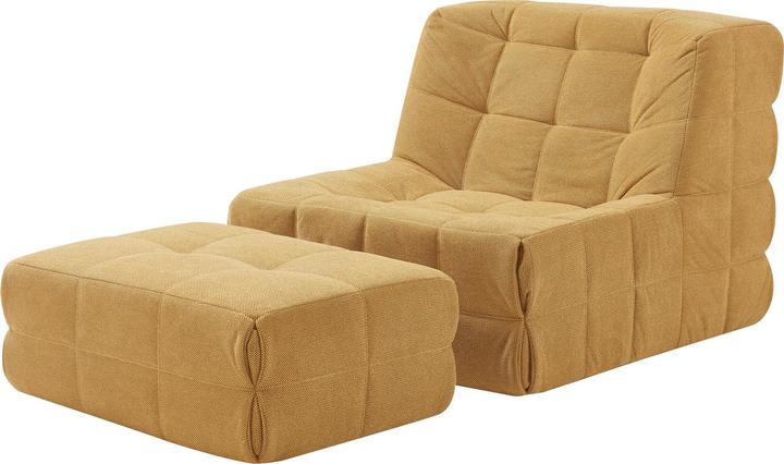 En.Casa Bodensessel mit Fusshocker Koskyvn Textil Gelb