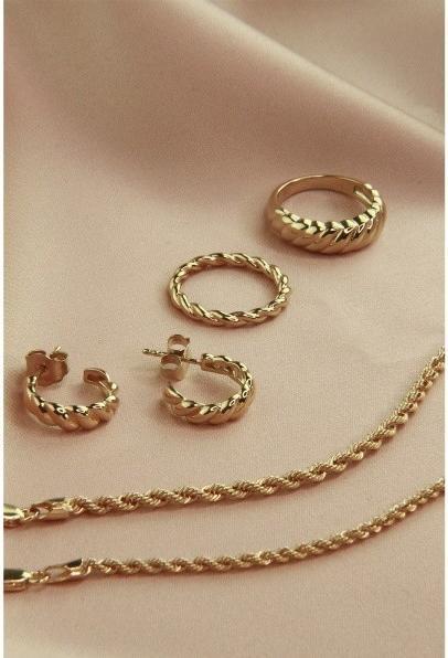 Image du produit Jeberg Jewellery Boucles d'oreilles Twisted Hoops Gold (Plaqué or 14 carats)
