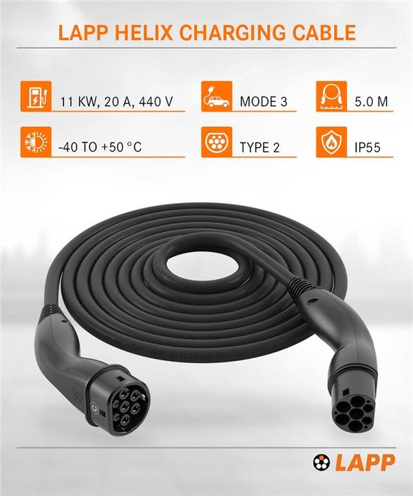 Produktbild Lapp Mobility EV-TYP2 Ladekabel HELIX 3-phasig (Typ 2, 11 kW, 20 A, 5 m)
