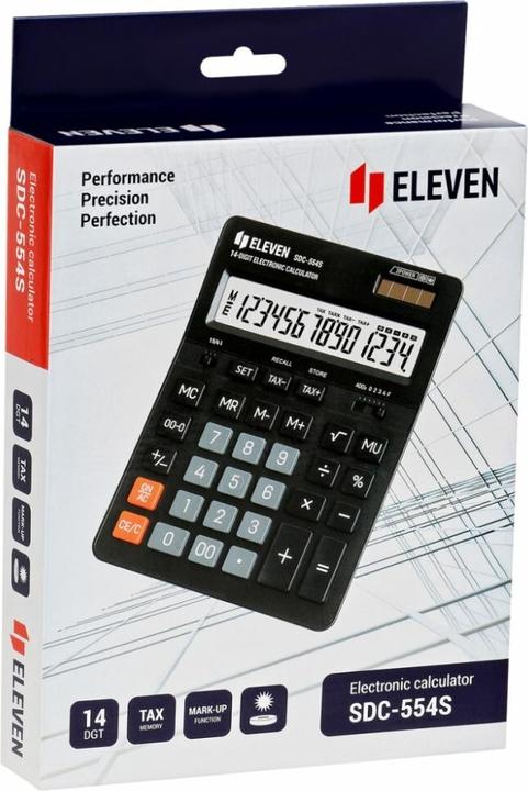 Produktbild Eleven Calculator SDC554S calculator black tabletop 14 places dual power supply (Netzbetrieb)