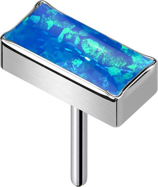 Star Piercing Threadless rechteck silber Opal blau (ohne Messing, Titan G23)