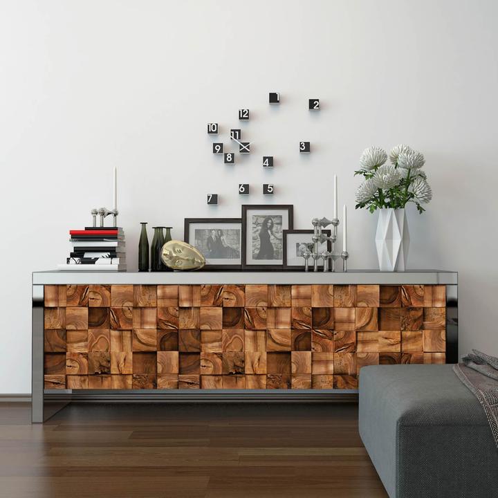 Image du produit Walplus Autocollant mural Tatouage mural en bois carré (90 x 60 cm)