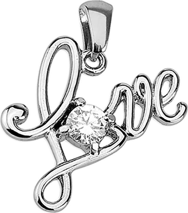 Star Piercing Anhänger silber Love mit Kristall (Chirurgenstahl)