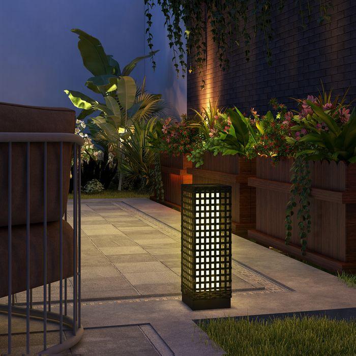 Immagine prodotto Swisshandel24 Luce solare, Lampada solare in rattan, Luce da sentiero impermeabile con sensore di luce, Luce da (15 lm, IP44)