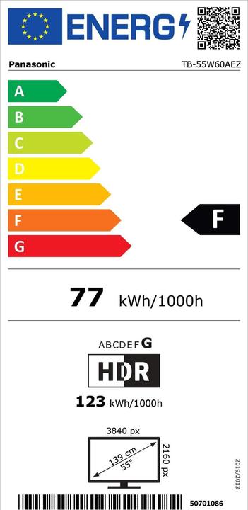 Energy Label Panasonic TB-55W60AEZ (55", LCD, 4K, 2024)