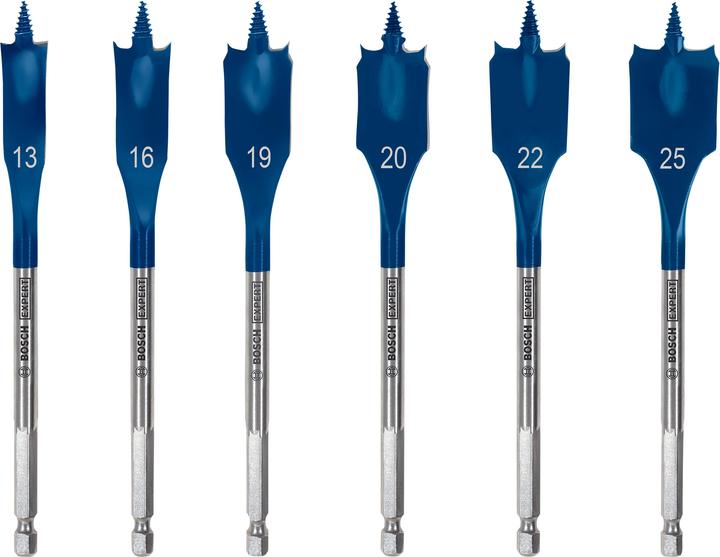 Produktbild Bosch Professional Zubehör EXPERT Self Cut Speed Flachfräsbohrer-Set, 13/16/19/20/22/25 mm, 6-tlg. (25 mm, 19 mm, 20 mm, 13 mm, 16 mm, 22 mm)