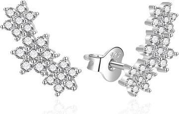 Agato - Flower long earrings with zircons AGT-E023PW