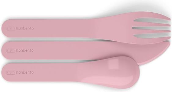 Actual product image Monbento Cutlery Set for Lunch Box MB Pocket Blush - 3 Pieces Fork Knife Spoon - Flatware Set for Work/School (3 Piece, Cutlery set)