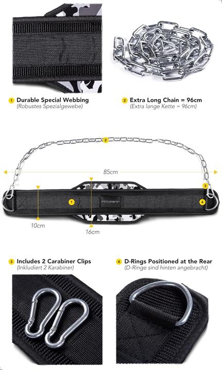 Immagine prodotto Fitgriff Dip Gürtel mit Kette und Karabiner für Krafttraining