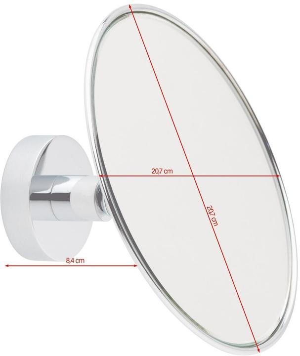 Produktbild tesa VISIOON Kosmetikspiegel mit 3-fach-Vergrösserung - Spiegel zur Wandmontage ohne Bohren, Silber