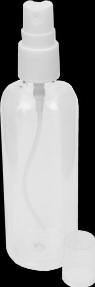 Actual product image Sprühflasche, leer, Kunststoff weisser Sprühkopf für 100 ml Höhe 15 cm, Ø 3,8 cm (0.10 l)