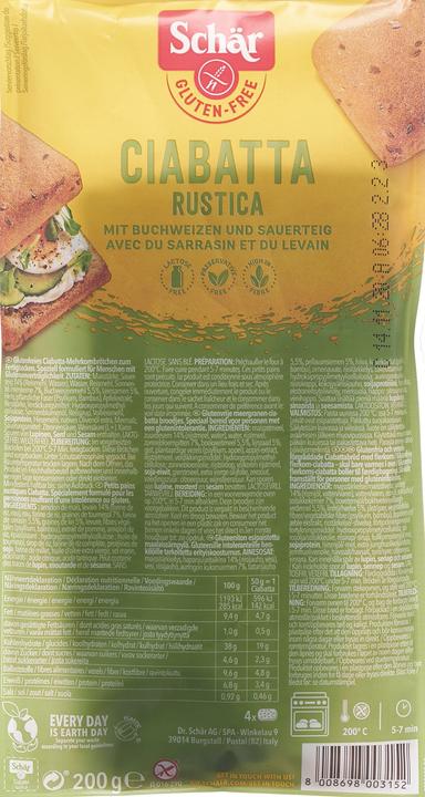 Image du produit Schär Ciabatta Rustica sans gluten (200 g)