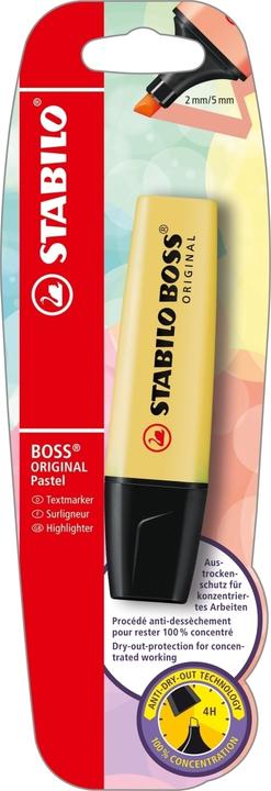 Produktbild STABILO Textmarker - BOSS ORIGINAL Pastel - Einzelstift - pudriges Gelb (Pudriges Gelb, 5 mm, 1 x)