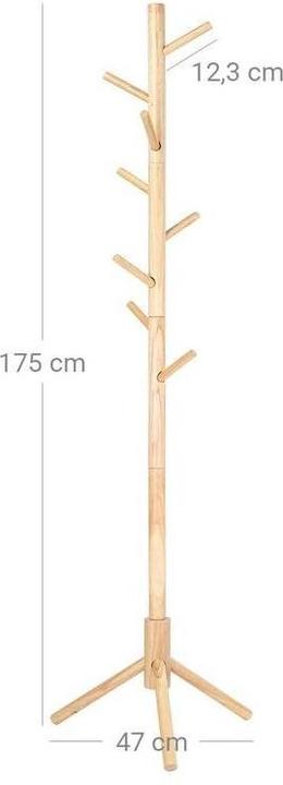Produktbild Vasagle Garderobenständer 8 Haken Nature, Detailmaterial