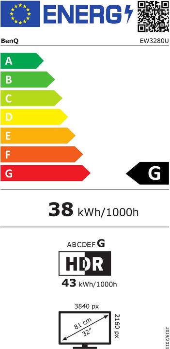 Energy Label BenQ EW3280U (3840 x 2160 Pixels, 32")
