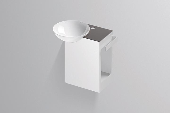 Actual product image Alape wash place WP.INSERT1, W:485mm, H:471mm, D:321mm, bowl basin white, trough left, with tap hole