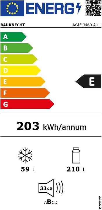 Label énergétique Bauknecht Kgie 3460 (269 l)