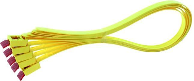 Actual product image HellermannTyton Cable tie SpeedyTie® (L x W) 750 mm x 13 mm SPEEDYTIE-PA66-YE-V1 Color: Yellow, Red 5 pcs. (Plastic cable ties, 750 mm, 5 pcs.)