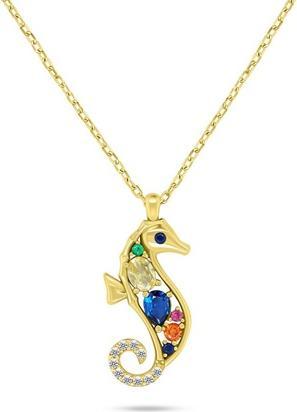 Brilio Silver - Silver necklace Sea turtle with blue zircons NCL162WB