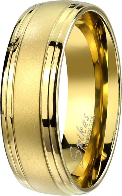 Star Piercing Ring vergoldet gebürstet doppelt gerillt (Chirurgenstahl 316L)
