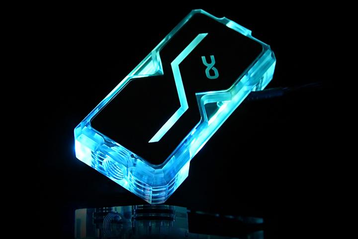 Actual product image Alphacool GPX SLI Connector Dual - Plexi - Addressable RGB - 3 PCI-E Space