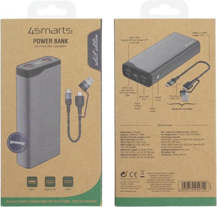 Immagine prodotto 4smarts VoltHub Pro (20000 mAh, 20 W, 74 Wh)